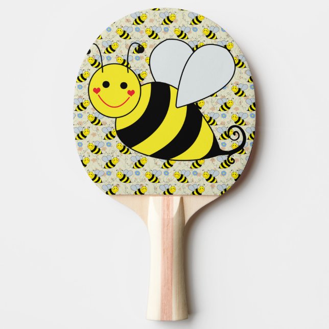 Cute Bumble Bee with Pattern Ping Pong Paddle (Front)