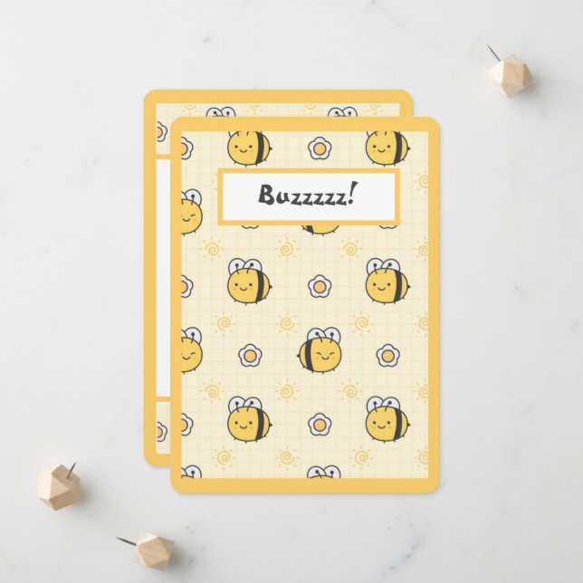 Cute Bumble Bee Yellow Cute Announcement (Front/Back In Situ)