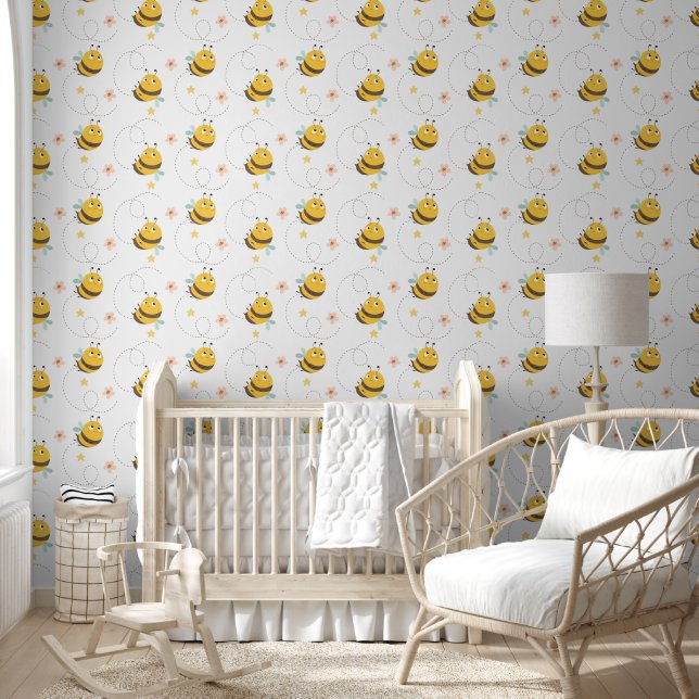 Cute Bumble Bees Baby Nursery  Wallpaper (Kids)