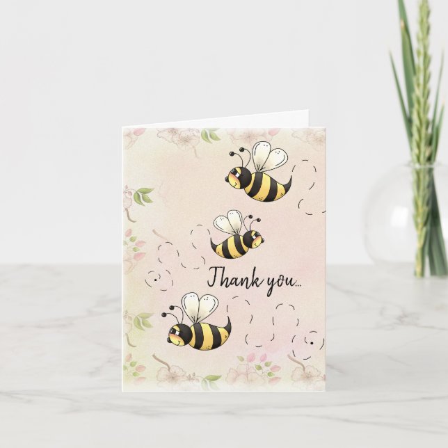 Cute Bumble Bees Country Carte de remerciements (Devant)