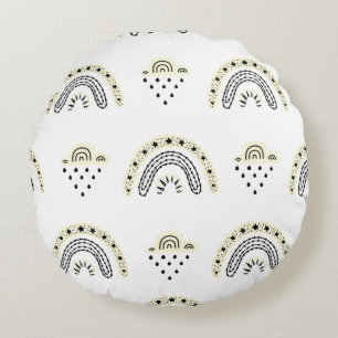 Cute Bumblebee and Rainbow Nursery  Round Pillow