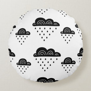Cute Bumblebee and Rainbow Nursery Round Pillow
