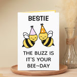 Cute Bumblebee Bee Best Friend Happy Birthday Thank You Card<br><div class="desc">Looking for a unique way to express your love and humour to your bestie? Our funny bumblebee pun greeting card is the perfect choice for your best friend on his or her birthday! Customize it by adding your own personal message. Design features two bees wearing pink and orange birthday party...</div>