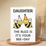 Cute Bumblebee Bee Daughter Happy Birthday Thank You Card<br><div class="desc">Looking for a unique way to express your love and humour to your child? Our funny bumblebee pun greeting card is the perfect choice for your daughter on her birthday! Customize it by adding your own personal message.  Design features two bees wearing pink and orange birthday party hats.</div>