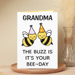 Cute Bumblebee Bee Grandmother Happy Birthday Thank You Card<br><div class="desc">Looking for a unique way to express your love and humour to your grandparent? Our funny bumblebee pun greeting card is the perfect choice for your grandma on her birthday! Customize it by adding your own personal message.  Design features two bees wearing pink and orange birthday party hats.</div>