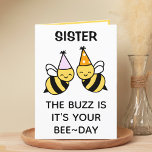 Cute Bumblebee Bee Sister Happy Birthday Thank You Card<br><div class="desc">Looking for a unique way to express your love and humour to your sibling? Our funny bumblebee pun greeting card is the perfect choice for your sister on her birthday! Customize it by adding your own personal message.  Design features two bees wearing pink and orange birthday party hats.</div>