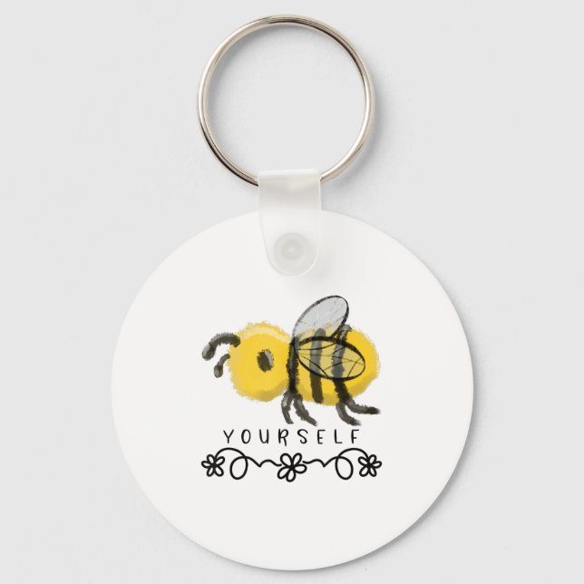 Cute Bumblebee Bee Yourself  Keychain (Front)