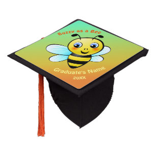 Cute Bumblebee Cartoon Graduation Cap Topper