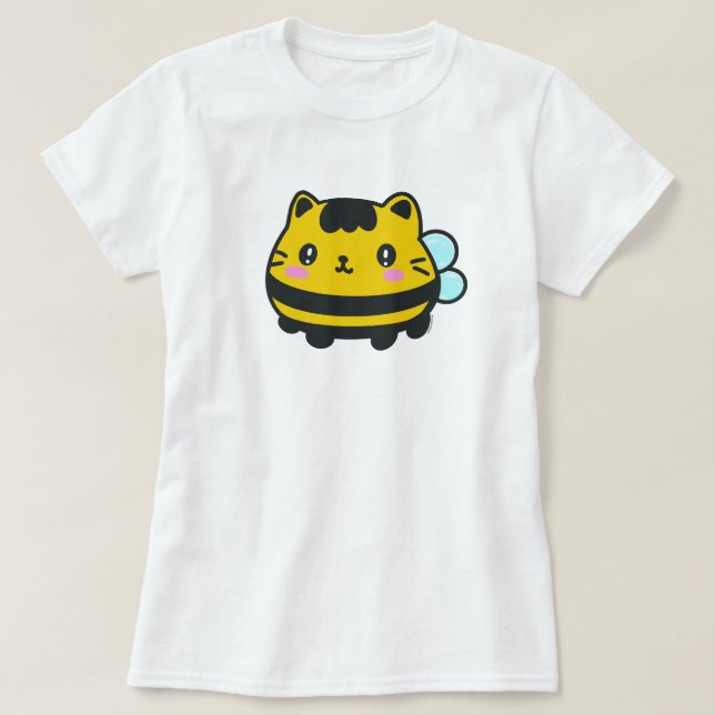 Cute Bumblebee Cat T-Shirt (Design Front)