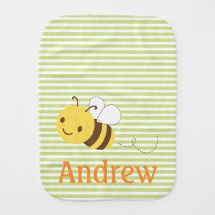Cute Bumblebee Custom Personalized Baby's Name Burp Cloth