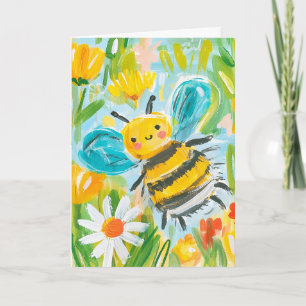 Cute Bumblebee Illustration Thank You Card