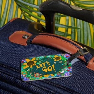 Cute Bumblebee Let’s Go Pretty Inspirivity Floral Luggage Tag