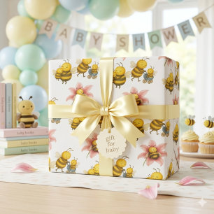 Cute Bumblebee Mom & Baby Bee  Wrapping Paper