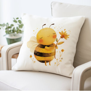 Cute Bumblebee Pillow, Cozy Bee Throw Pillow