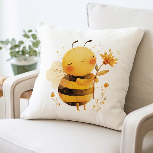 Cute Bumblebee Pillow, Cozy Bee  Throw Pillow (Creator Uploaded)