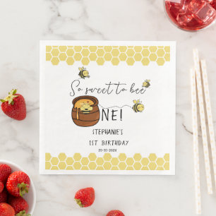 Cute Bumblebee So Sweet To Bee One 1st Birthday Napkin