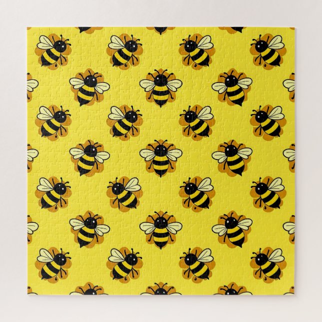 Cute Bumblebee Summer Pattern Jigsaw Puzzle (Vertical)