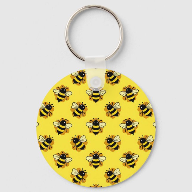 Cute Bumblebee Summer Pattern Keychain (Front)