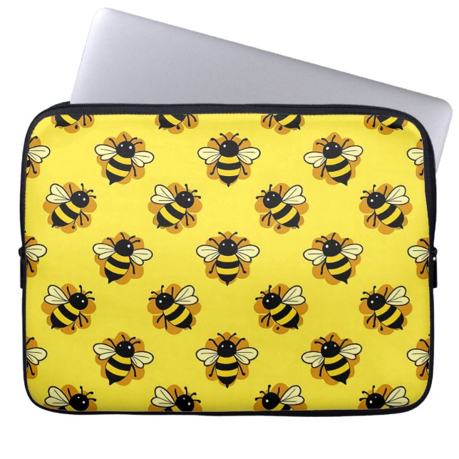 Cute Bumblebee Summer Pattern Laptop Sleeve (Front)