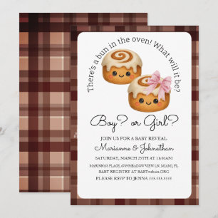 Cute Bun In Oven Boy Girl Baby Reveal  Invitation