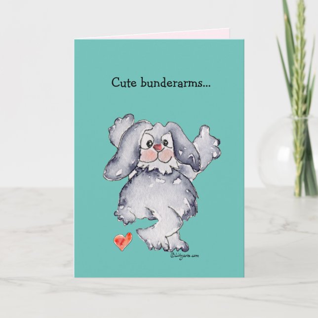 Cute Bunderarms Cartoon Rabbit Love Holiday Card (Front)