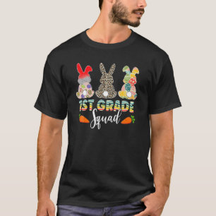 Cute Bunnies 1St Grage Teacher Squad Leopard Easte T-Shirt