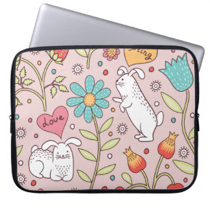 Cute Bunnies: Adorable Seamless Charm. Laptop Sleeve