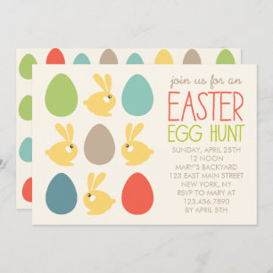 Cute Bunnies and Easter Eggs Easter Party Invitati Invitation