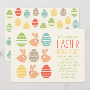 Cute Bunnies and Easter Eggs Party Invitation