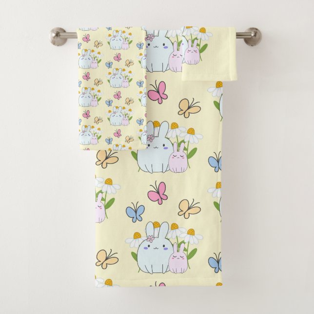 Cute Bunnies avec marguerites de printemps et papi (En situation)