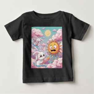 Cute Bunnies Cooling Off the Melting Sun Cartoon Baby T-Shirt