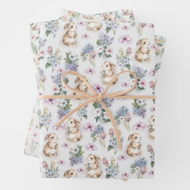 CUTE BUNNIES EASTER  WRAPPING PAPER SHEET (In situ)