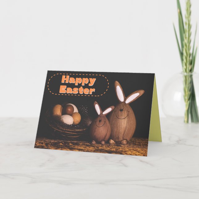 Cute Bunnies Happy Easter Card (Front)