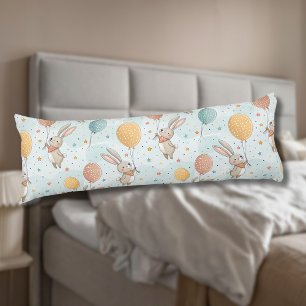 Cute Bunnies Holding Pastel Egg Balloons Body Pillow