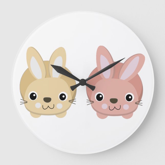 Cute Bunnies Large Clock (Front)