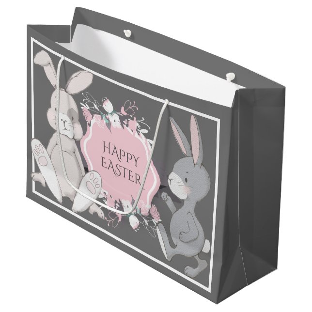 Cute Bunnies  Large Gift Bag (Front Angled)
