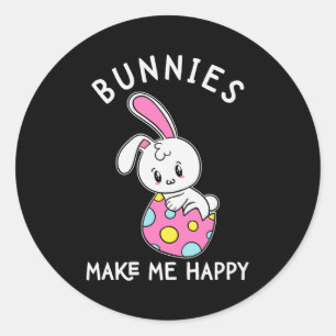 Cute Bunnies Make Me Happy Cute Easter Bunny Classic Round Sticker
