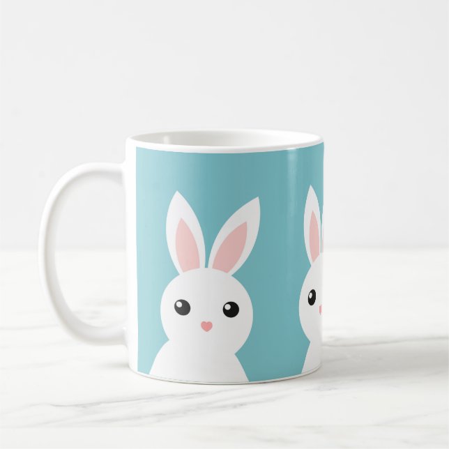 Cute bunnies on blue background Mug (Left)
