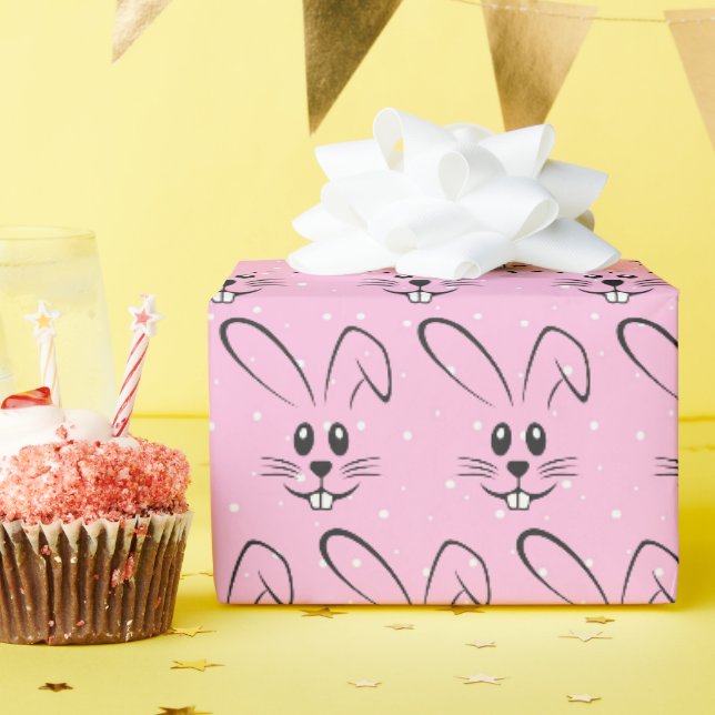 Cute Bunnies On Polka Dots Wrapping Paper (Birthday Party)