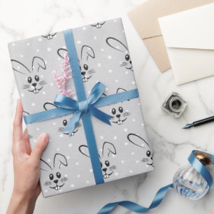 Cute Bunnies On Polka Dots Wrapping Paper