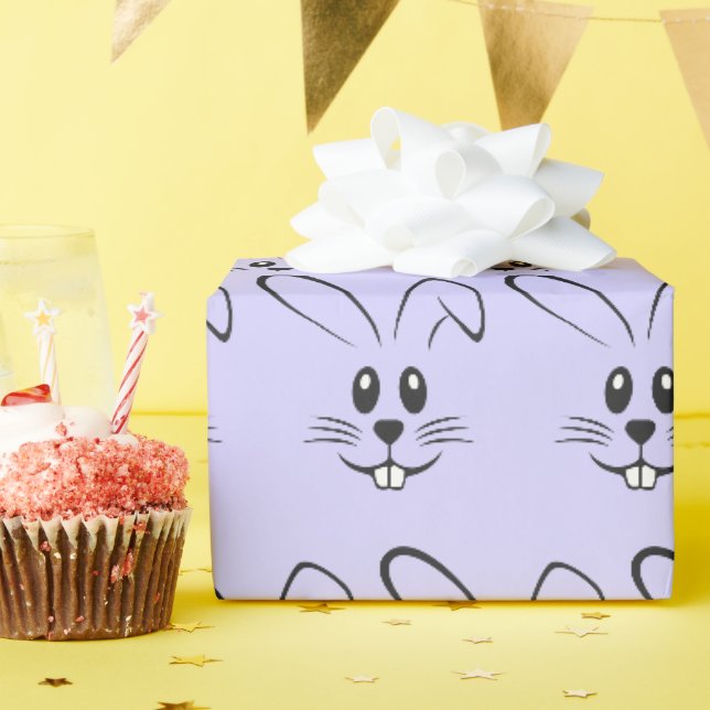 Cute Bunnies On Purple Wrapping Paper (Birthday Party)