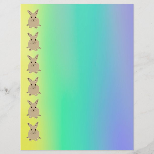 Cute Bunnies on Rainbow Background Scrapbook paper (Front)