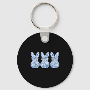 Cute Bunnies Patchwork Coquette Bow Eggs Happy Eas Keychain