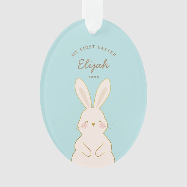 Cute Bunnies Personalized Easter Ornament (Front)
