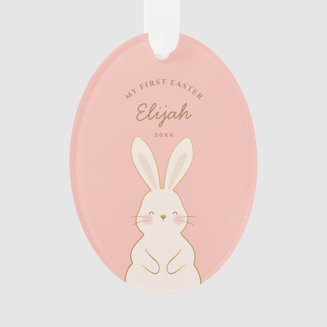 Cute Bunnies Personalized Easter Ornament (Front)