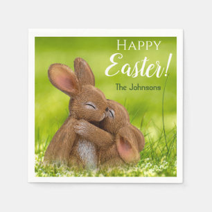 Cute Bunnies Personalized Easter Paper Napkins