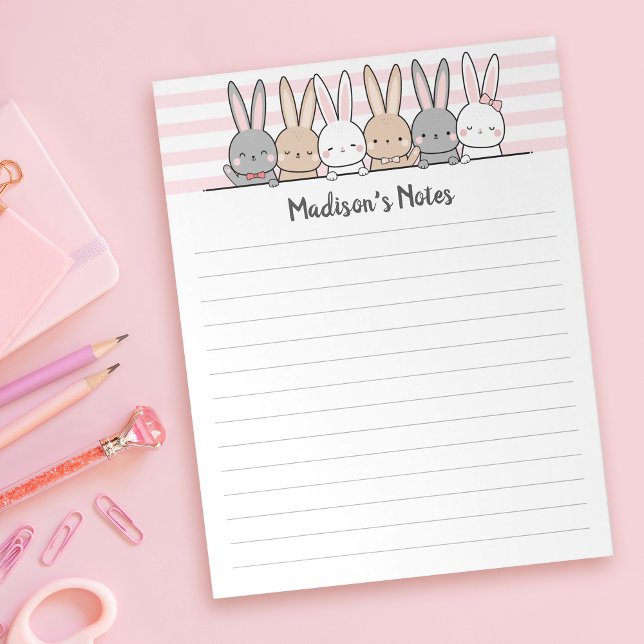 Cute Bunnies Personalized Notepad (Creator Uploaded)