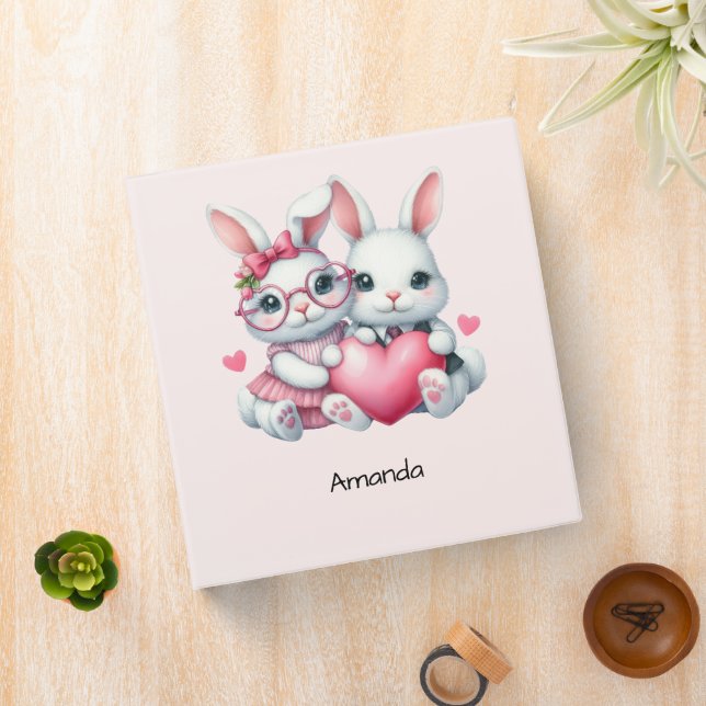  Cute Bunnies Sharing a Heart Binder (In Situ)