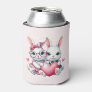 Cute Bunnies Sharing a Heart Can Cooler