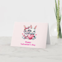 Cute Bunnies Sharing a Heart Valentine's Day